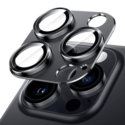 Camera Lens Protector for iPhone 14 Pro 6.1-Inch and iPhone 14 Pro Max 6.7-Inch, Full Coverage 9H Tempered Glass Ring Cover, Matte Metal Plate, Case