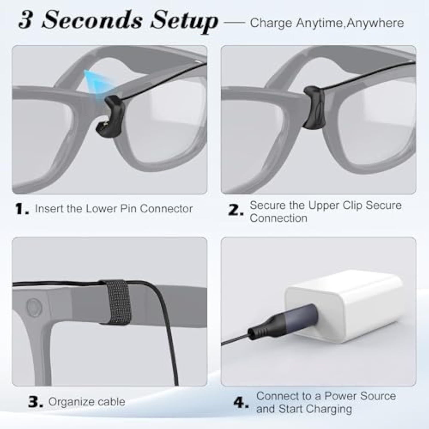 Usb-C Charging Cable, 1.2M Type C Charger With Charging Indicator, Compatible With Ray-Ban Meta, Wayfarer, Headliner, Skyler Meta, Meta Oakley Hstn