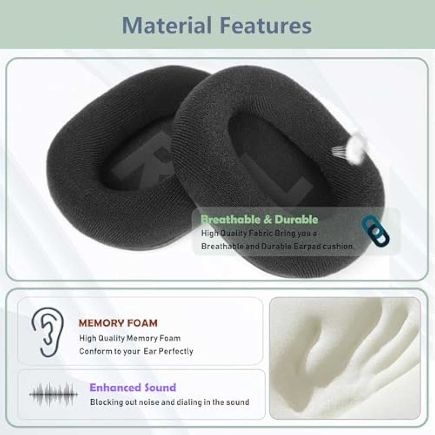 Soft Fabric Replacement Earpads Compatible With Turtle Beach Elite Pro 7.1Dts/Elite Atlas Pro/Elite Pro 2/Elite Atlas Aero Gaming Headphones Ear Pads Cushion(Soft Fabric/High Density Foam)