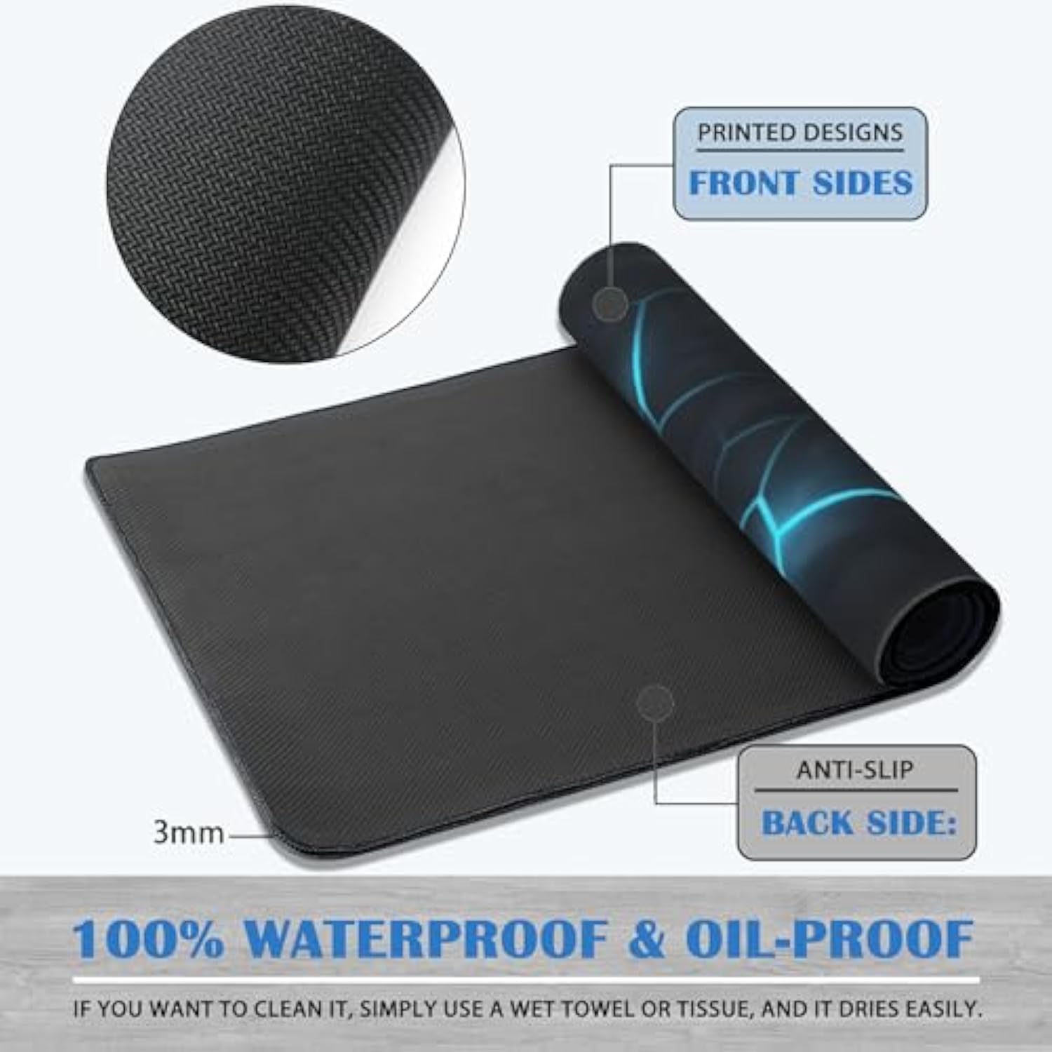 Glowing Blue Lightning Gaming Mouse Pad,Desk Mat,Non-Slip Rubber Base Large Gaming Mouse Pad For Computer Keyboard Laptop,Desk Decor For Girl,Desk Decor(31.5X15.7 In)