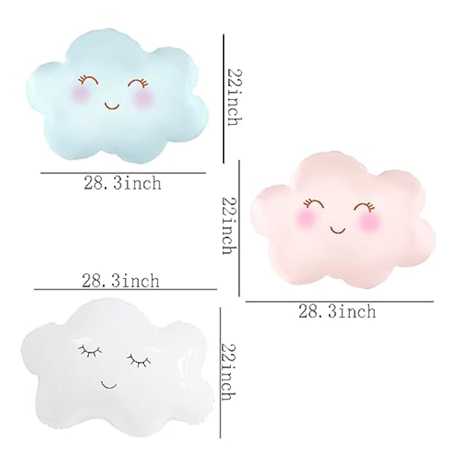 6Pcs Cloud Balloons Foil Mylar Smile Cloud Balloons For Baby Shower And Birthday Party Decorations Supplies