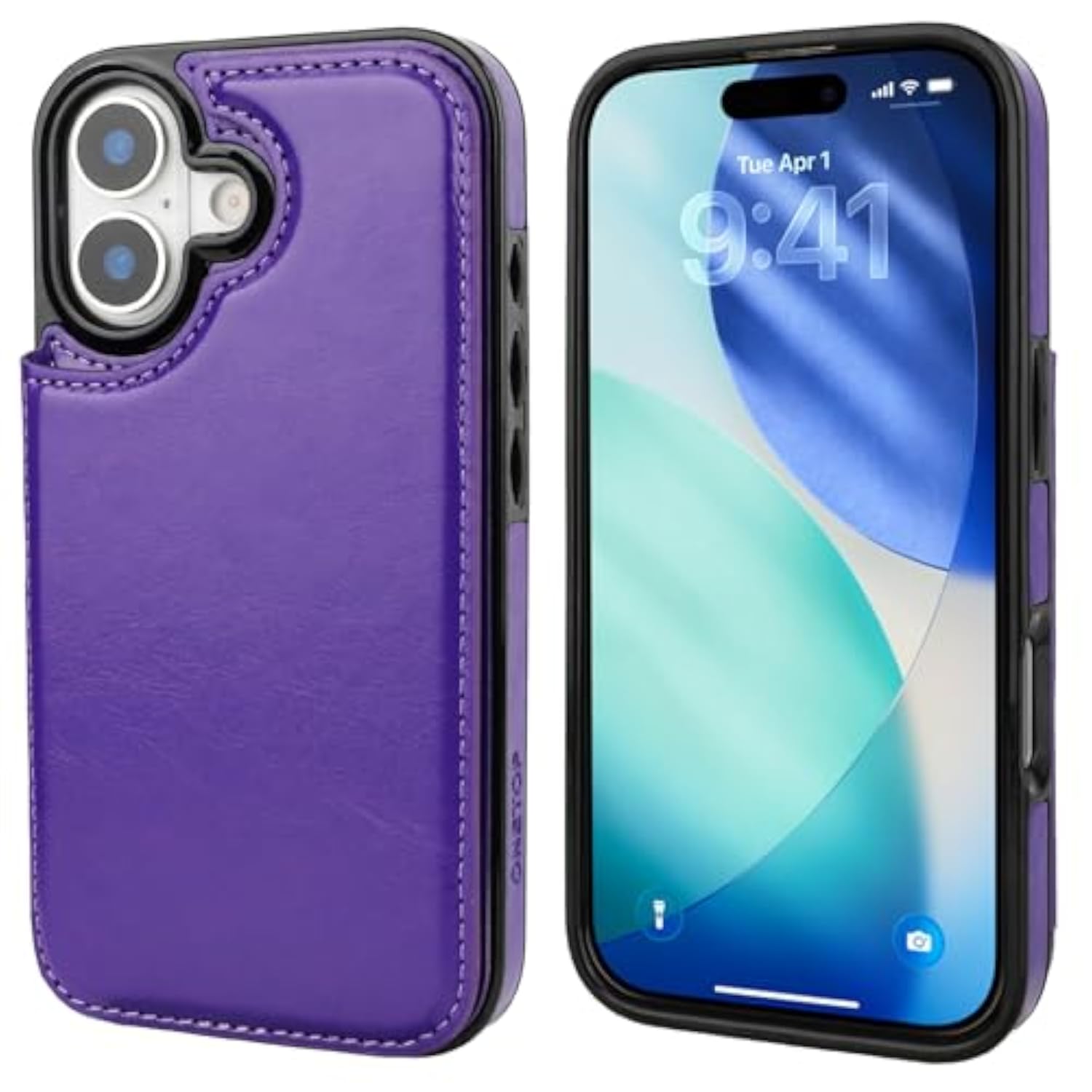 Purple iPhone 17 Wallet Case with Credit Card Holder