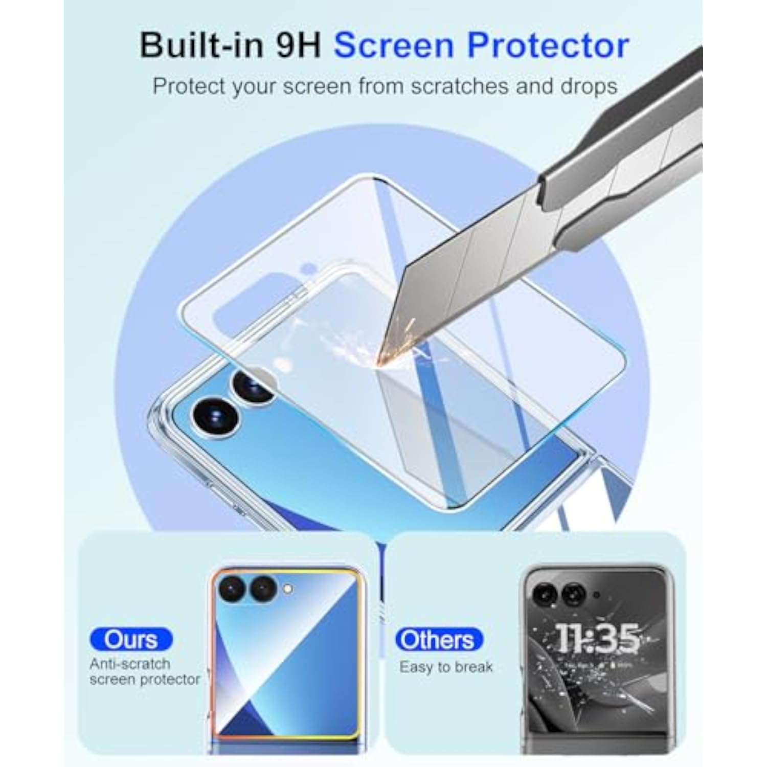 Clear Protective Case for Samsung Galaxy Z Flip 7 with Screen Protector and Shockproof Design