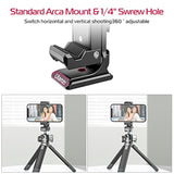 Metal Phone Tripod Mount 3 Cold Shoes & Arca Port, 360° Smartphone Tripod Adapter For Iphone Samsung Cell Phone Stand Holder For Desktop Tripod Video Live Streaming Vlogging Rig