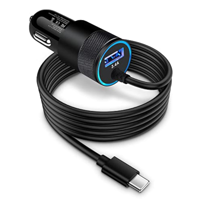 Type C Fast Car Charger For Samsung Galaxy A16/A15/A14/5G/S25/A56/A35/A55/A54/A13/S24 Fe/S24/S23 Ultra/S23/S22 Ultra/A53,Iphone 16E,3.4A Fast Charging Android Phone Car Charger Adapter 3Ft Usb C Cable