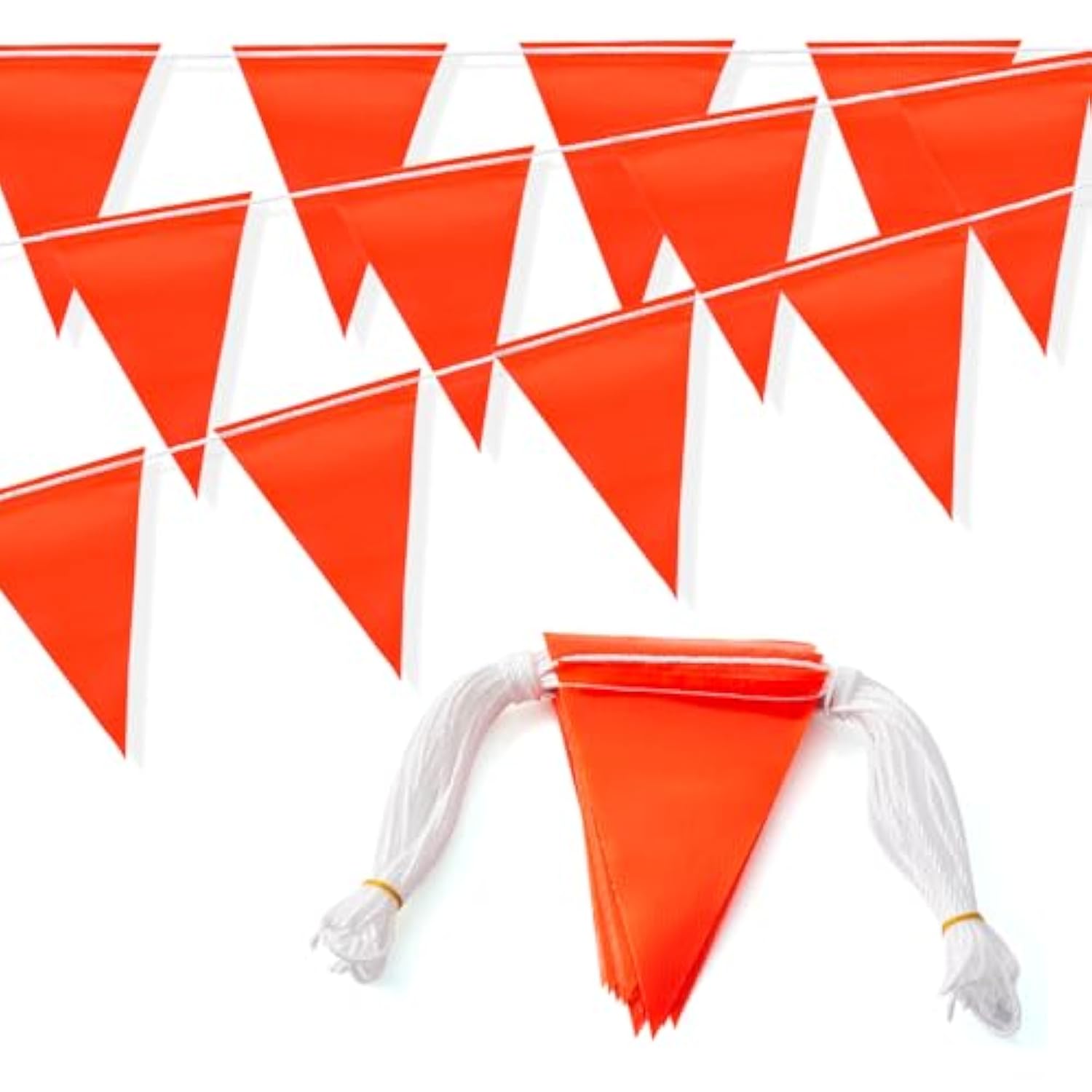 105Ft Safety Warning Pennant Banner Flags – Multipurpose Osha High Visibility Triangle Flags For Outside Fence, Roadwork, Party And Hazard Areas(Orange,45Pcs,105Ft)