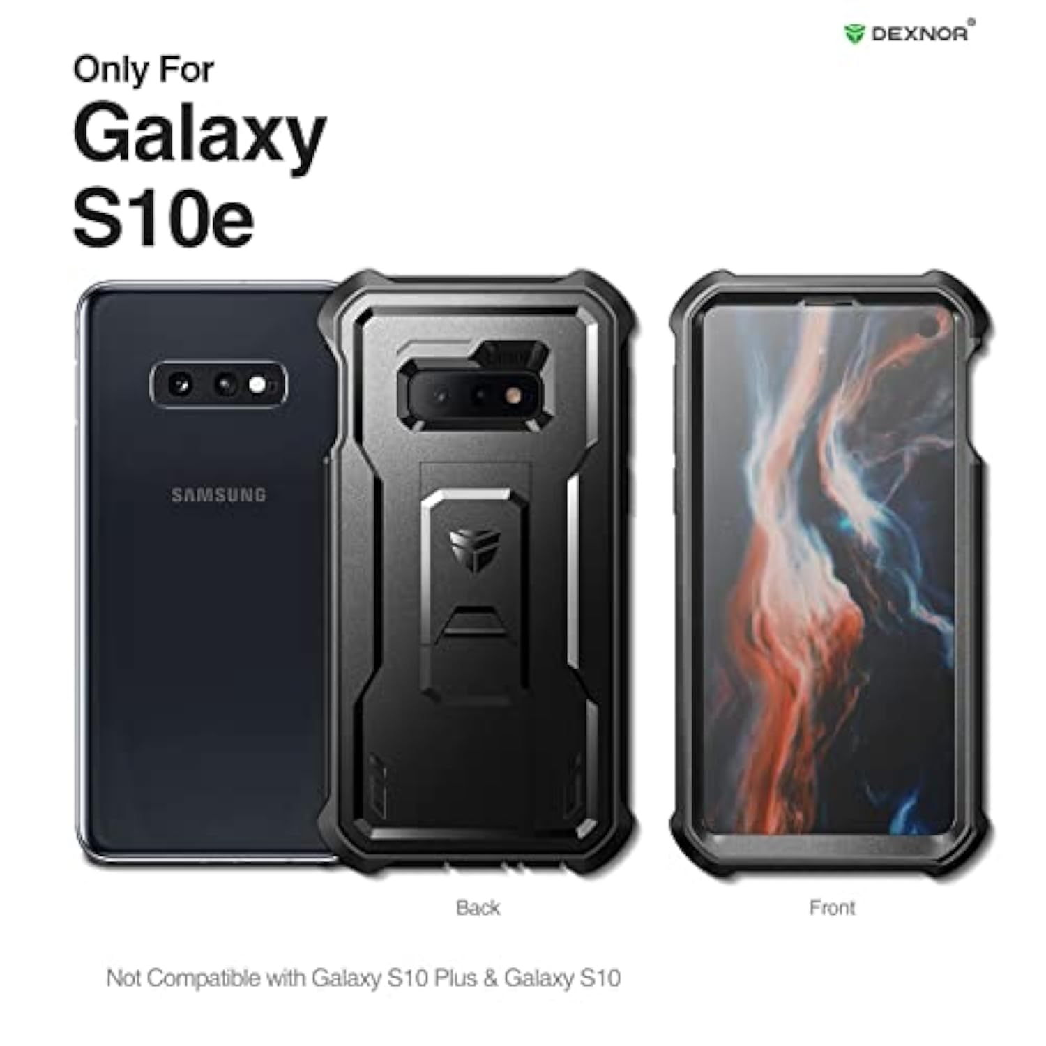 For Samsung Galaxy S10E Case, [Built In Screen Protector And Kickstand] Heavy Duty Military Grade Protection Shockproof Protective Cover For Samsung Galaxy S10E, Black