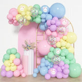 153Pcs Easter Balloon Arch Garland Kit, Different Sizes 18 12 10 5 Inch Pink Blue Green Latex Rabbit Print Confetti Pastel Balloons For Spring Wedding Rainbow Birthday Party Decorations