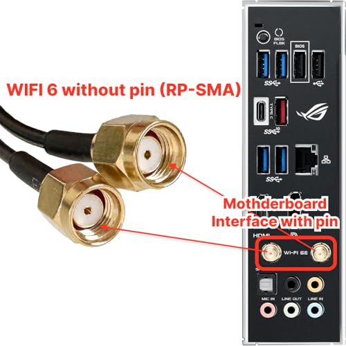 For Asus Motherboard Dual Band Wifi Antenna 2.4Ghz 5Ghz Rp-Sma Magnetic Base Adapter Antennas With 2.7Ft Extension Cable 2T2R Pci-E Bluetooth Network Router