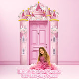 Princess Castle Door Banner – 3Pcs Pink Castle Backdrop With Floral Towers, Hanging Princess Photo Booth Backdrop For Girls Birthday Party Baby Shower Decorations