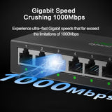 Inhand Es220-8T 8-Port Unmanaged Gigabit Switch | Plug And Play Network Extender | Fanless Metal C