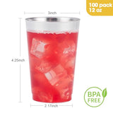 100Pcs 12Oz Silver Plastic Cups For Party, Disposable Silver Cups, Cocktail Glasses For Wedding, Thanksgiving, Christmas, Parties
