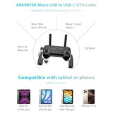 Micro Usb To Usb-C Data Cable For Dji Spark/Mavic Pro/Mavic Mini 1St & Se/Mavic 2 Series/Mavic Air 1St Drone Controller, Link For Iphone 17 16 15 Ipad 10 Samsung S25 S24 S23 S22, Rc Cable (1Ft/30Cm)