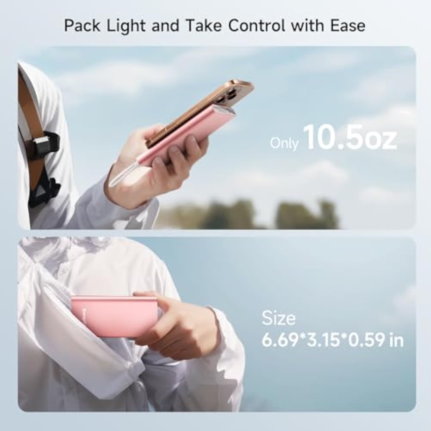 Pilot 4Gs Portable Charger 12000Mah Fast Charging Power Bank Dual 3A High-Speed Output Battery Pack Compatible With Iphone 16 15 14 13 12 11 And More(Comes With A Lightning Cable(Rose Gold)