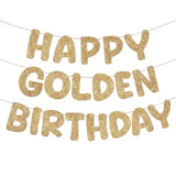 Pre Strung Happy Golden Birthday Banner Glitter Stay Golden Party Decorations For 5Th, 21St, 24Th, 25Th, 28Th, 30Th, 50Th, 60Th Birthdays Sign For Men Women Boy Girls (Champagne Gold)