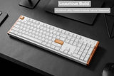 K10 He Qmk Wireless Gaming Custom Mechanical Keyboard, 2.4 Ghz/Bluetooth/Wired Full-Size Hot-Swappable Programmable Rgb Backlit Gateron Magnetic Switches For Mac Windows, Wood Frame-White