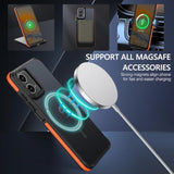 For Motorola Moto G Power 5G 2024 Case Compatible With Magsafe Magnetic Cases Translucent Matte Back Anti-Scratch Shockproof Protective Phone Case For Moto G Power 2024 6.7'', Black/Orange
