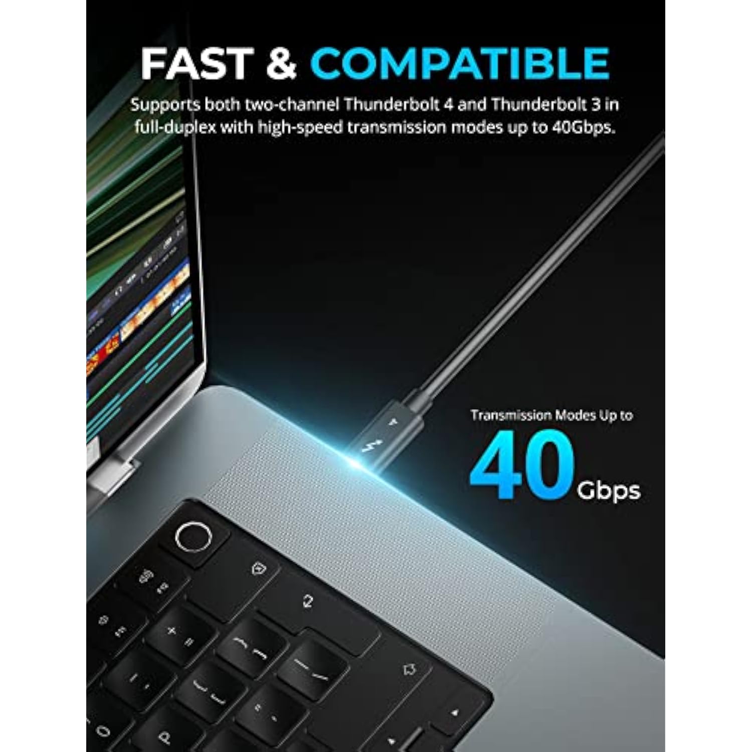 SABRENT Thunderbolt 4 Active Cable with E-Marker Chip [6.5 Feet / 2 Meters] (C