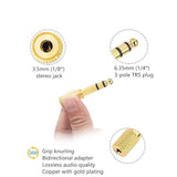 Audio Adapter 6.35mm to 3.5mm Aux: Gold Plated Stereo 1/4 Inch to 1/8-inch TRS Converter