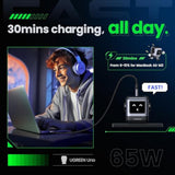 UGREEN Uno 65W USB C Charging Block Nexode 3-Port GaN Charger Compact Fast USB C Power Adapter for MacBook Pro/Air, XPS 13, Note 20/10+, iPhone 16/15, Galaxy S24/S23, Steam Deck, ROG Ally(Black)
