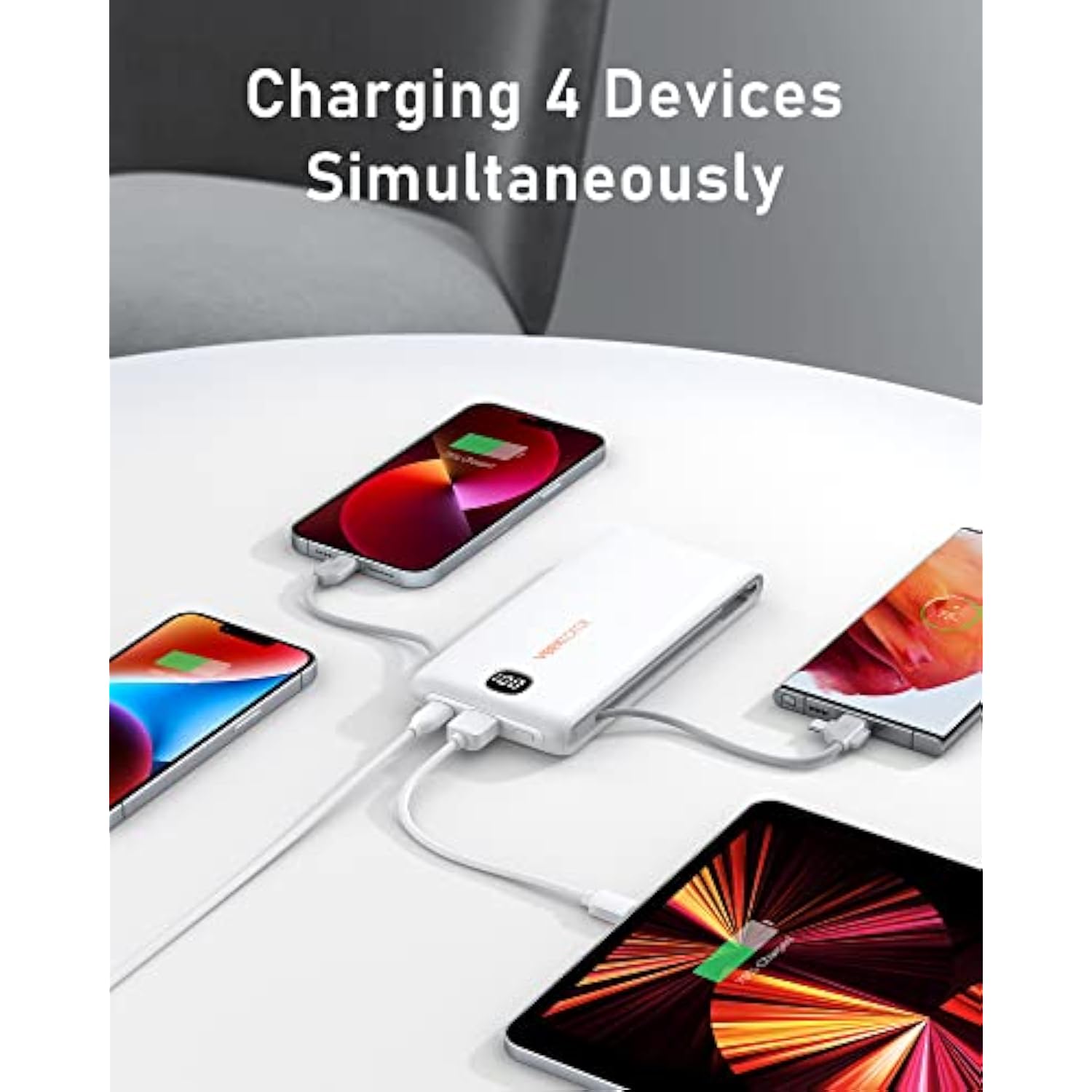 Portable Charger With Built In Cables 10000Mah, Power Bank For Iphone With Wall Plug, Travel Essential Fast Charging Usb C Slim External Battery Pack For Iphone16/15/14, Samsung, Ipad, Etc