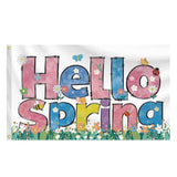 Hello Spring Flag Seasonal Welcome Flower Spring Flags For Outside 3X5Ft With 2 Brass Grommets For Outdoor Garden,Lawn,Yard Home Decorations (Da)