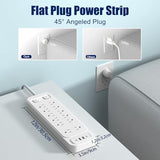 Surge Protector, Power Strip With Dual Independent Switches, Extension Cord & 12 Outlets And 2 Usb-A And 2 Usb-C For Offices, 1250W/10A, 6Ft Cord, Overload Protection