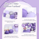 Purple Balloons Garland Arch Kit, 126Pcs Lavender Party Decorations With Metallic Silver Purple Confetti Balloons For Butterfly Birthday Wedding Baby Shower Party Decorations