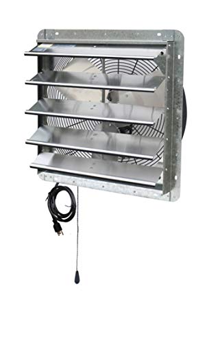 Ilg8Sf20V-T 20 Inch Shutter Exhaust Attic Garage Grow, Ventilation Fan With 3 Speed Thermostat 6 Foot Long 3 Plugs Cord, 20" - Variable, 3368 Cfm, 5000 Sqf Coverage Area, Silver