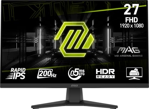 Mag 272F 27-Inch 1920 X 1080 (Fhd) Gaming Office Monitor, 200Hz, Adaptive Sync, Hdr Ready, Hdmi, Vga Port, Vesa Mountable, Tilt, 4-Side Slim Bezel,0.5Ms, Black