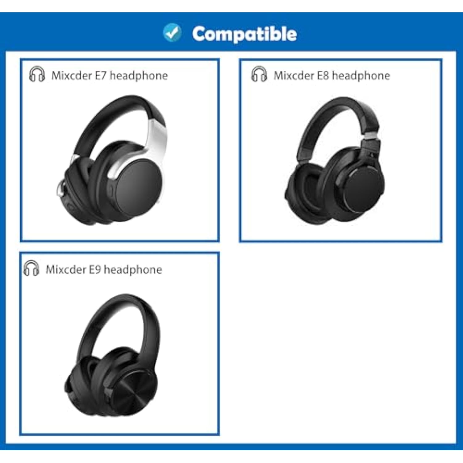 Breathable&Durable Replacement Earpads Cushion Compatible With Mixcder E7 / E8 / E9 (Diy) Headphones Ear Pads With Mesh Fabric And Memory Foam