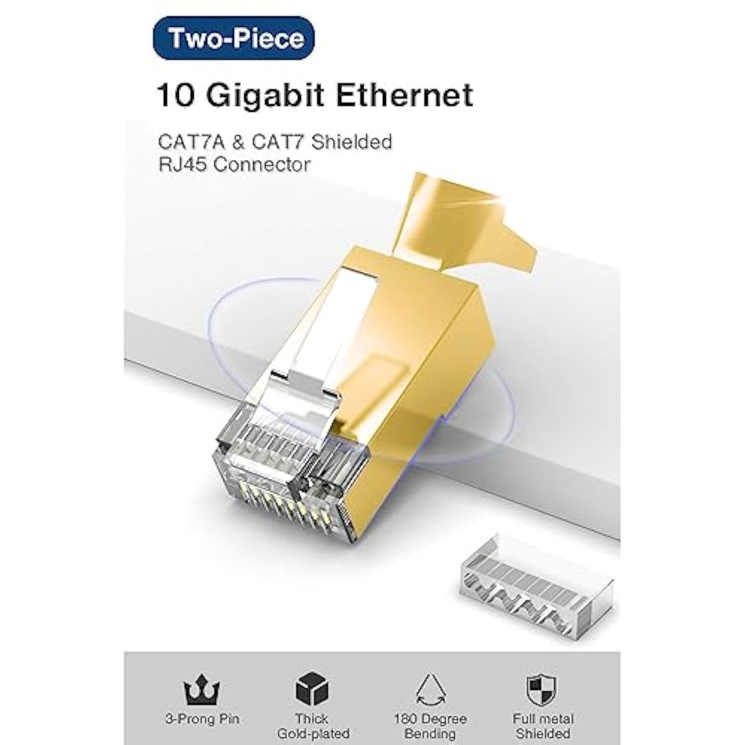 50 Pcs Cat7 Cat7A Rj45 Connectors, Cat7 Cat7A Rj45 Plugs, Sheilded Rj45 8P8C C
