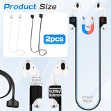 AirPods Accessories 2PCS Magnetic Anti-Lost Straps Soft Silicone Sports Lanyard Ultra Strong Magnetic Neck Rope Cord Compatible with AirPods 1&2 Pro