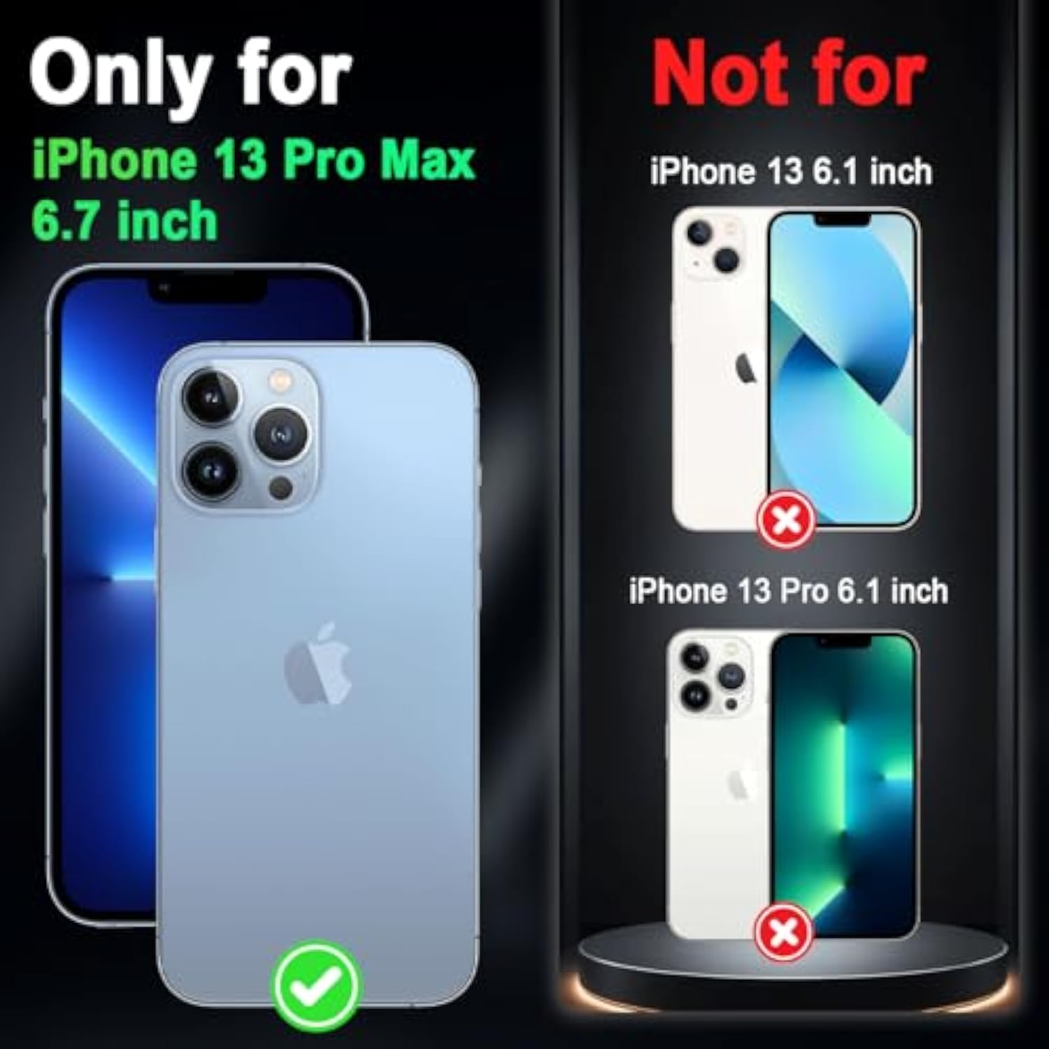 For Iphone 13 Pro Max Case,Glow In The Dark Three Layer Heavy Duty Shockproof Full Body Protection Hard Plastic Bumper+Soft Silicone Case For Apple Iphone 13 Pro Max 6.7 Inch,Dark Butterfly