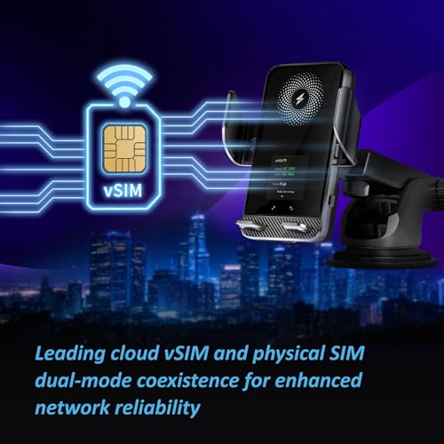 4G Mobile Car WiFi Hotspot with 10GB Preloaded US Data, Phone Holder for Navigation Wireless Charging Mount for Driving, Passenger Connectivity &