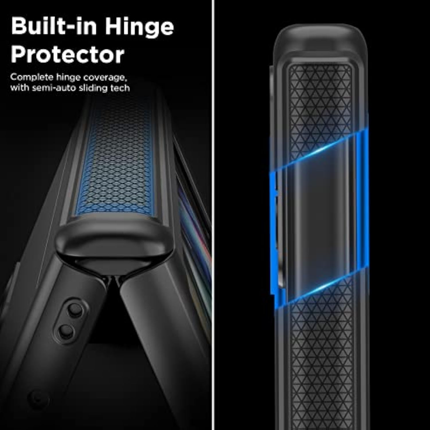 Slim Thin Z Fold 3 Case With Hinge Coverage, Screen Protector, Matte Hard Shockproof Full Body Protection Phone Cover For Samsung Galaxy Z Fold 3 5G (Black)