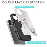 White Golden Marble 2 in 1 Phone Case for iPhone 17 6.3 Inch