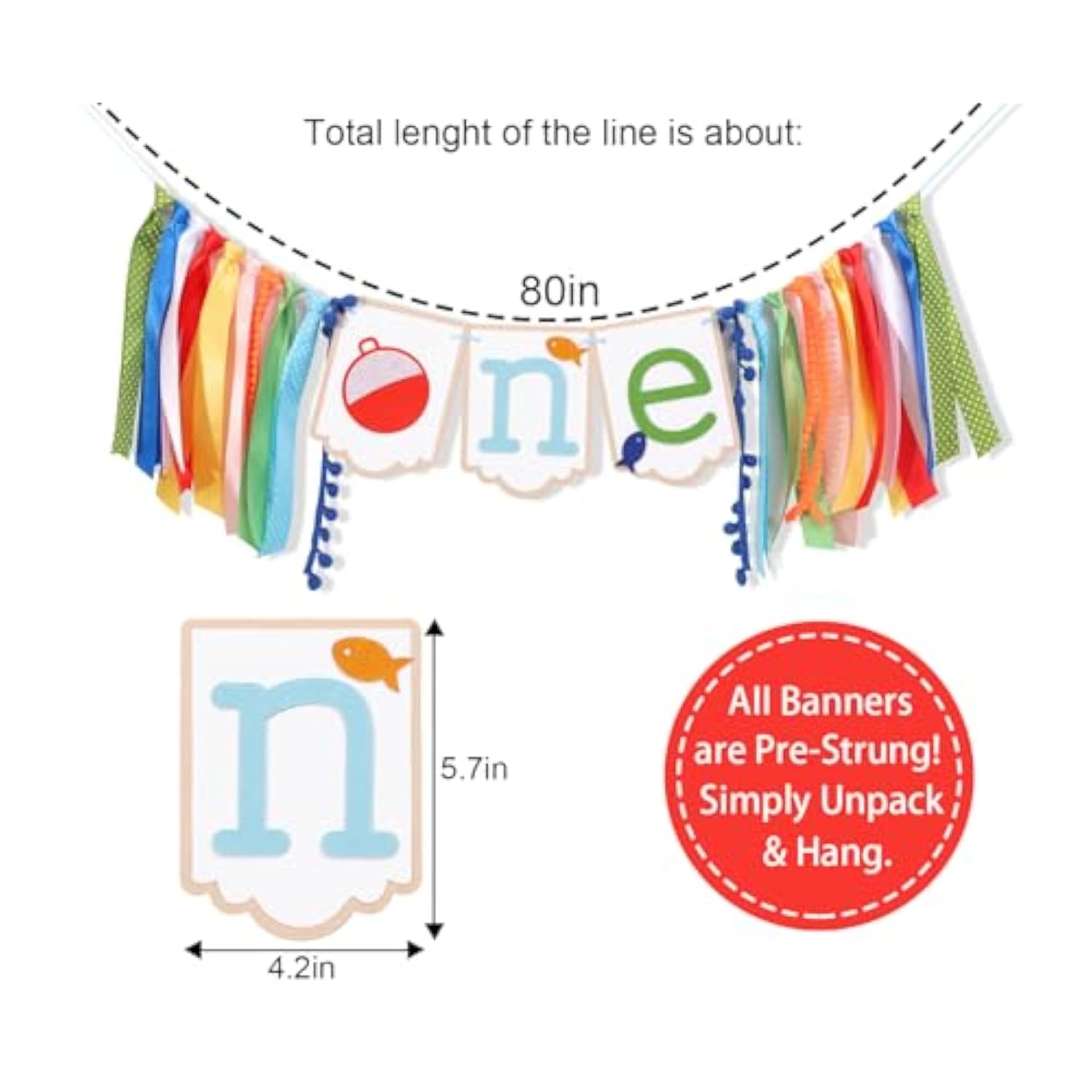 Ofishally One Ribbons High Chair Banner - Big One 1St Birthday Epidemics Decor, First Smash Baby Showers, Under The Sea & Fishing Party Props