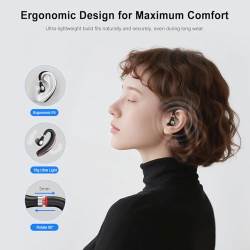 Bluetooth Headset, Wireless Bluetooth Earpiece With 500Mah Charging Case, 72-Hour Talk Time, And For Ios/Android Phones, V5.3 Hand-Free Headphones For Trucker, Office,Business