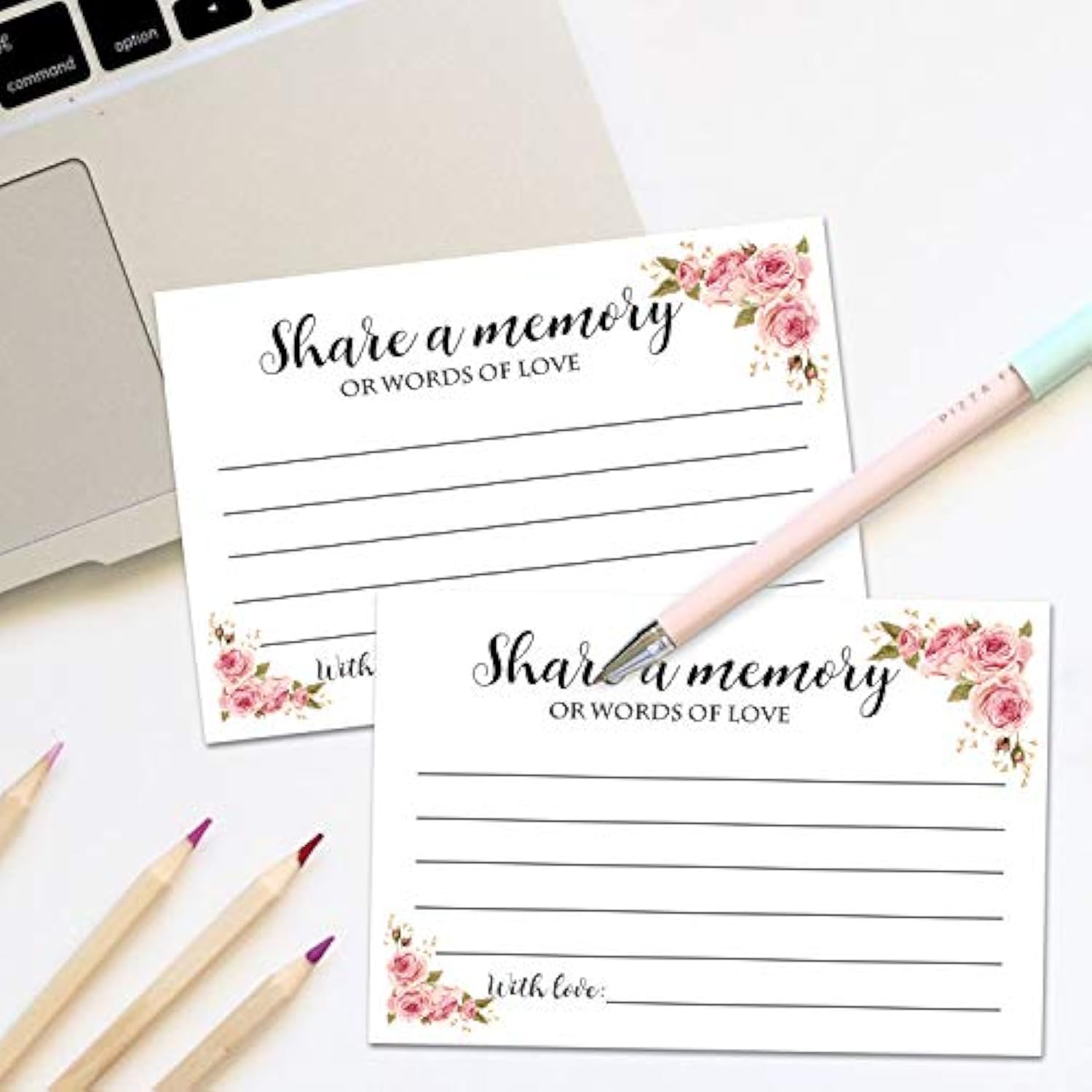 50 Floral Share A Memory Cards For Celebration Of Life Birthday Anniversary Memorial Funeral Graduation Bridal Shower Game, Guest Book Ideas, And Alternatives.4X6 Inches