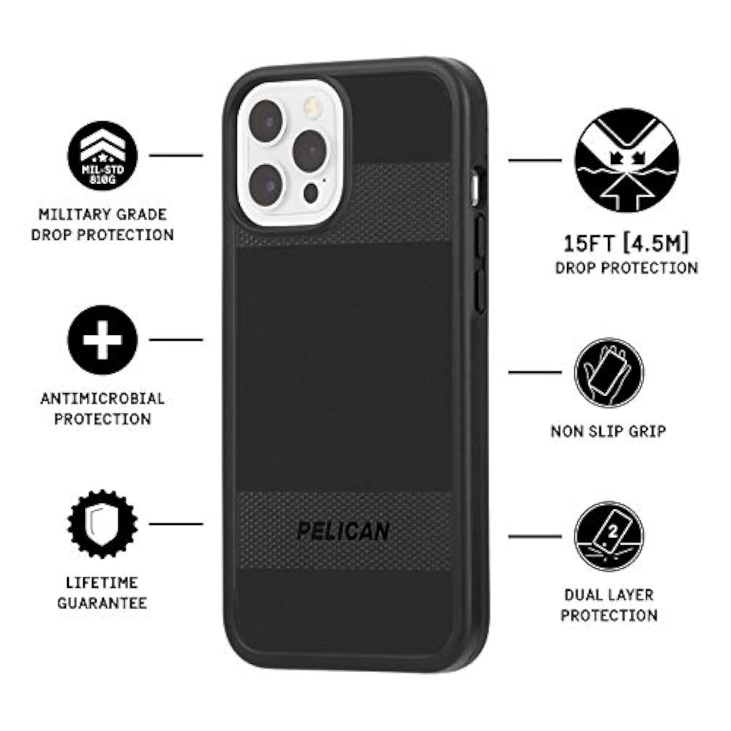 Case-Mate - Protector Series - Case For Iphone 12 Pro Max (5G) - 15 Ft Drop Protection - 6.7 Inch - Black
