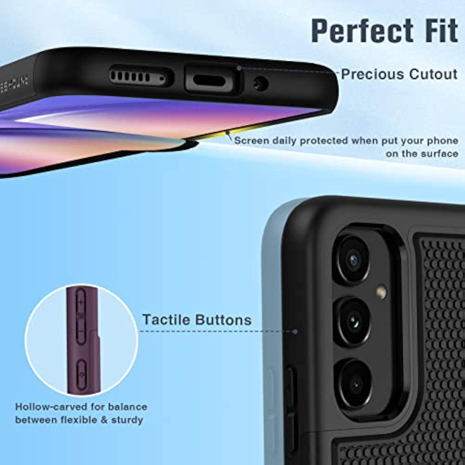 Samsung Galaxy A54 5G Dual Layer Shockproof Rugged Case Matte Black