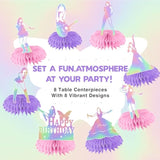 8 Pcs Iridescent Party Decorations Honeycomb Centerpieces, Happy Birthday Table Decorations, Birthday Party Decorations 3D Double Side Honeycomb Decorations For Birthday Day Party