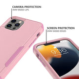 Case Designed For Iphone 13 Pro Max, Heavy Duty Shockproof Protective Three Layers Phone Bumper Cover With Full Body Rubber Armor Bumper Dropproof Protection For Iphone 13 Pro Max, Pink