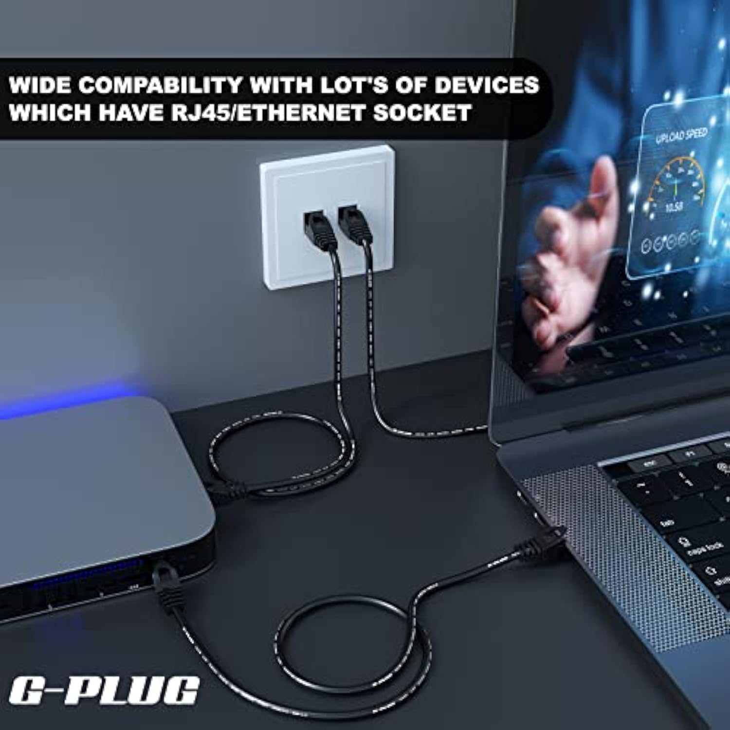 75Ft Ethernet Cable Cat6, Internet Rj45 Cable, Round Patch Cable Wire For Home