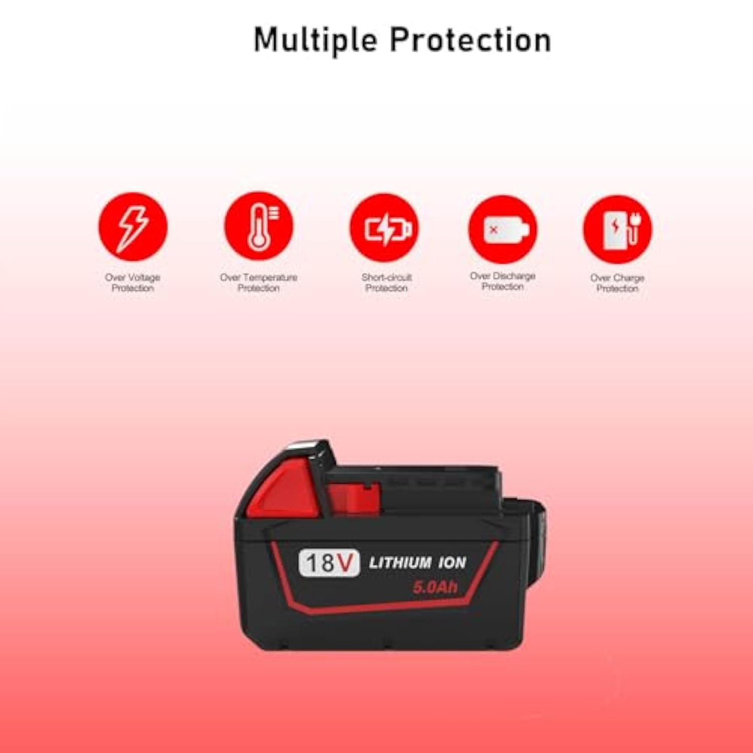 5.0Ah 18V Replace Battery For Milwaukee M18 Battery Compatible With Milwaukee M18 Cordless Power Tools 18V Xc Lithium Battery 48-11-1852 48-11-1850 48-11-1862 48-11-1812