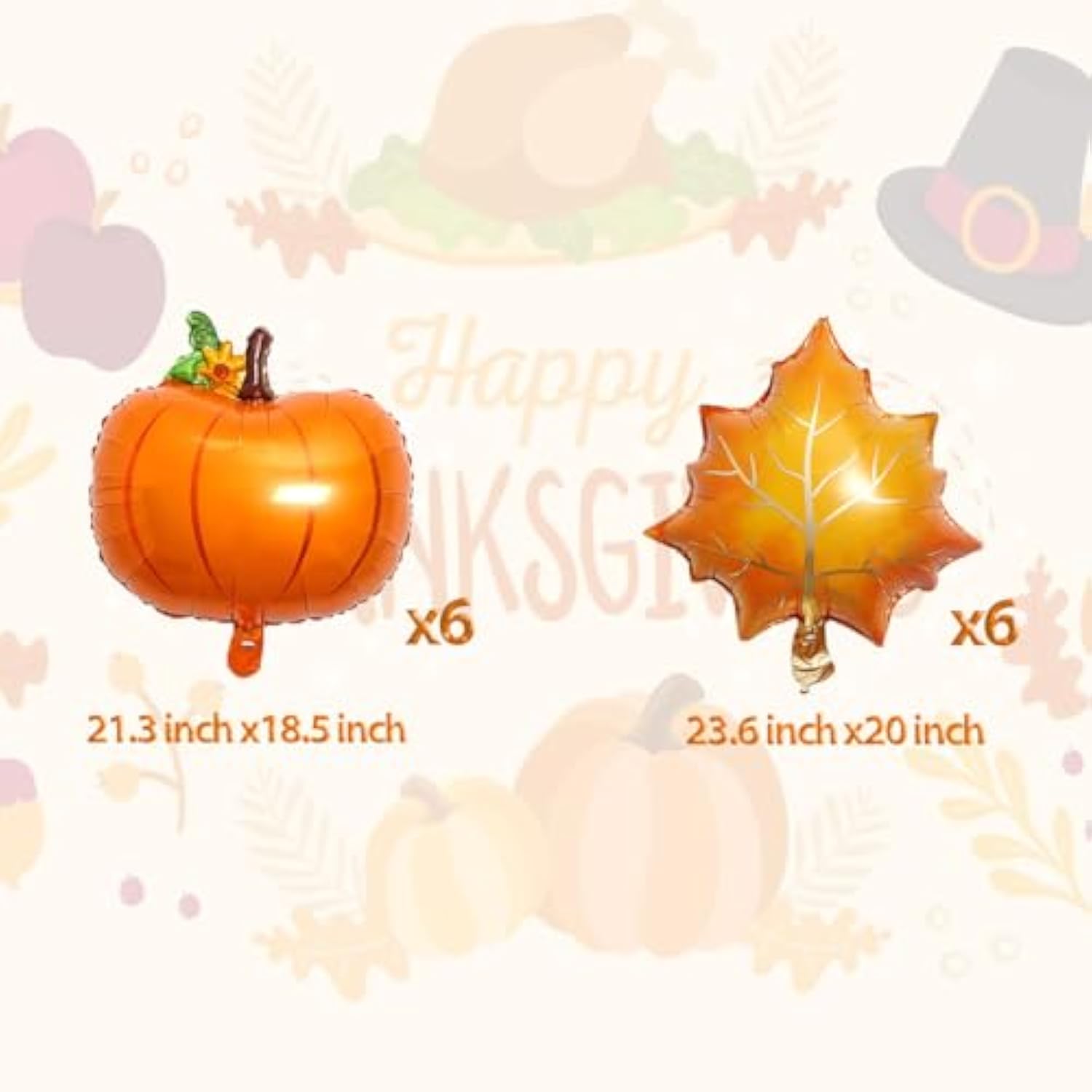 Thanksgiving Balloon Set with Pumpkin Foil Balloons for Fall Party Decorations Supplies
