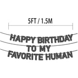 Pre-Strung Happy Birthday To My Favorite Human Banner,Husband Wife Father Mother Son Daughter Birthday Party Supplies, Ideas, Gifts And Decorations,