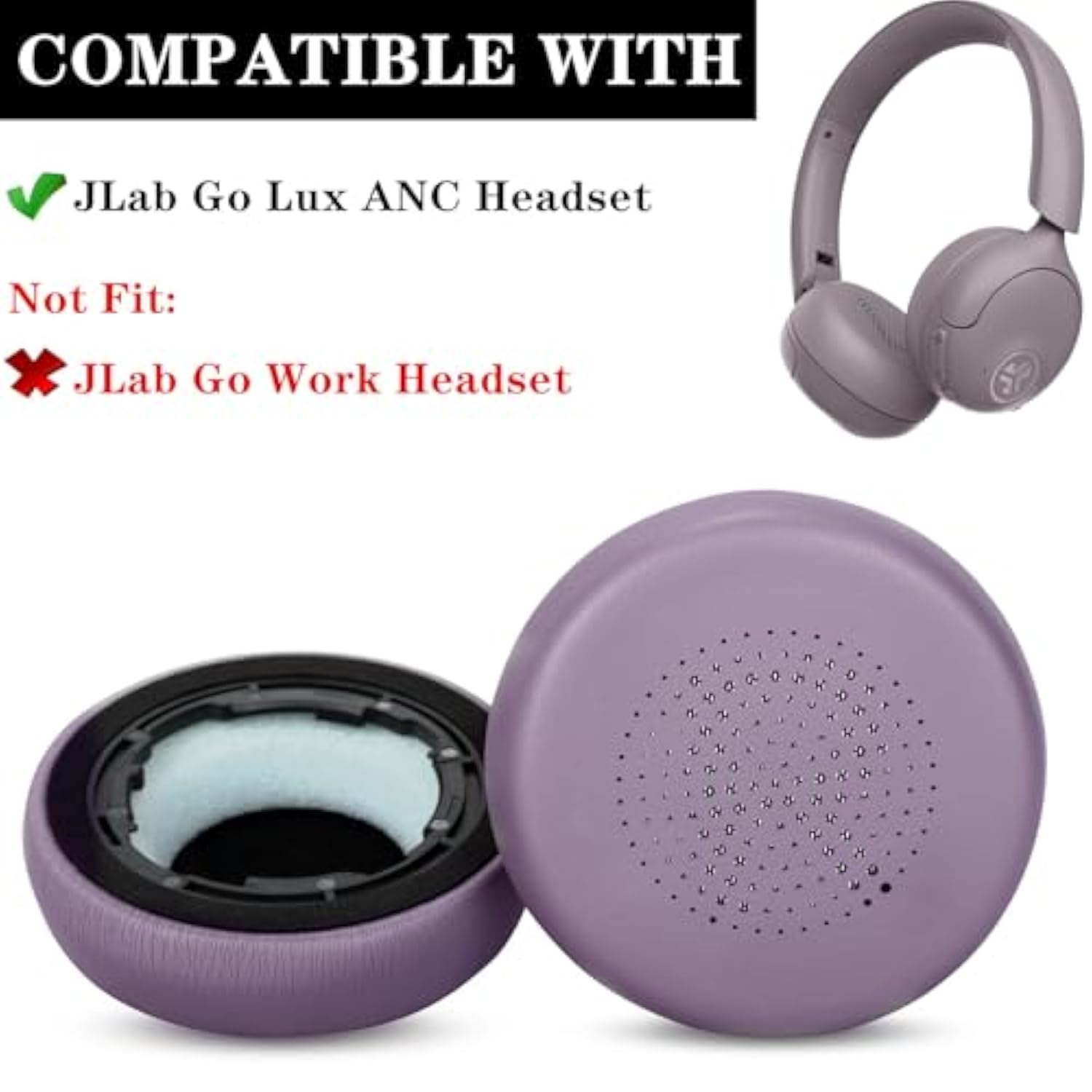 Earpads Replacement Ear Cushions Compatible With Jlab Go Lux Anc Wireless Headphones Ear Pads Earcup Accessory (Mauve)