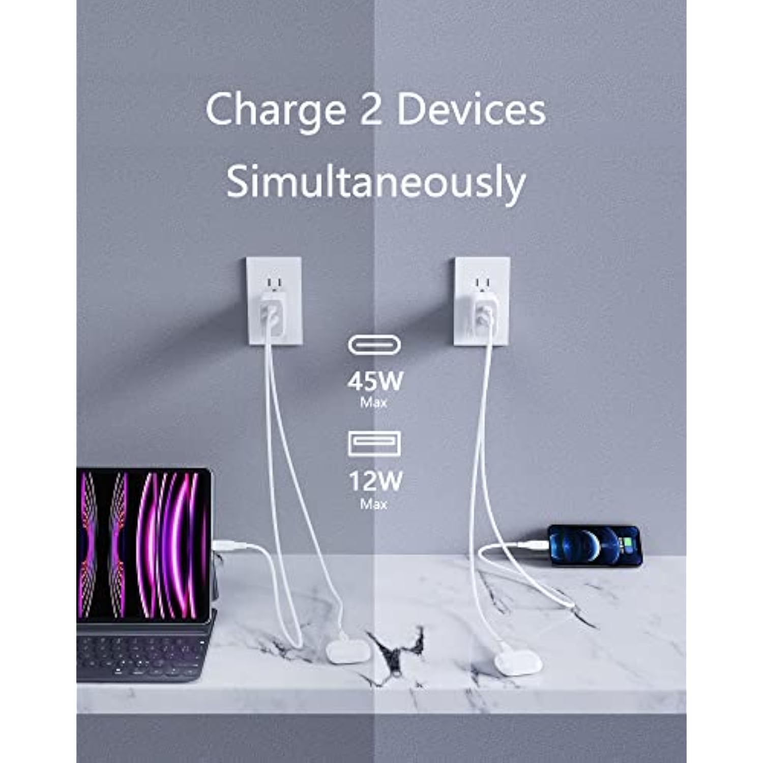 Usb-C Charger 65W, Gan Pps Phone Fast Charger (6.8Ft Soft Silicone Cable Included) Travel Wall Charger Foldable Plug For Macbook, Phone Pro Max, Pad, Airpods, Samsung Galaxy S24/S23/S22